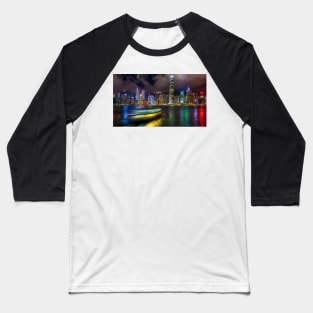 Cross The Harbour - Hong Kong River - Aesthetic Artwork Baseball T-Shirt